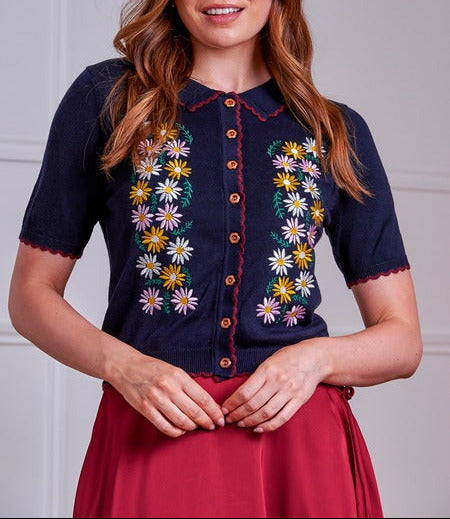 Cardigan Penny Flower Blu Navy