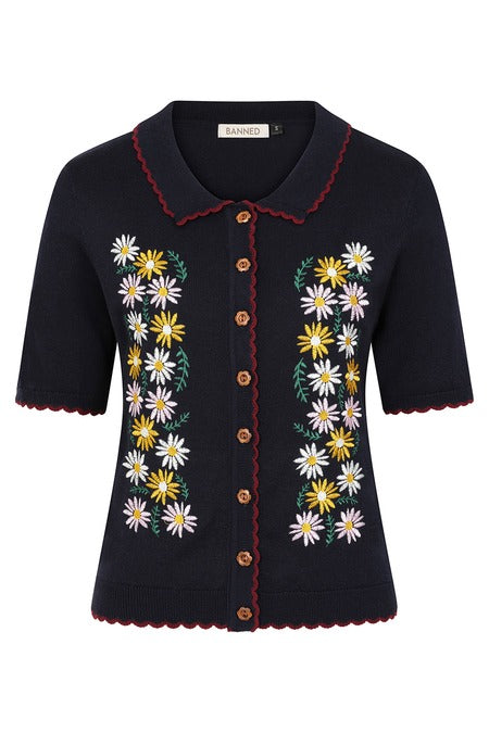Cardigan Penny Flower Blu Navy