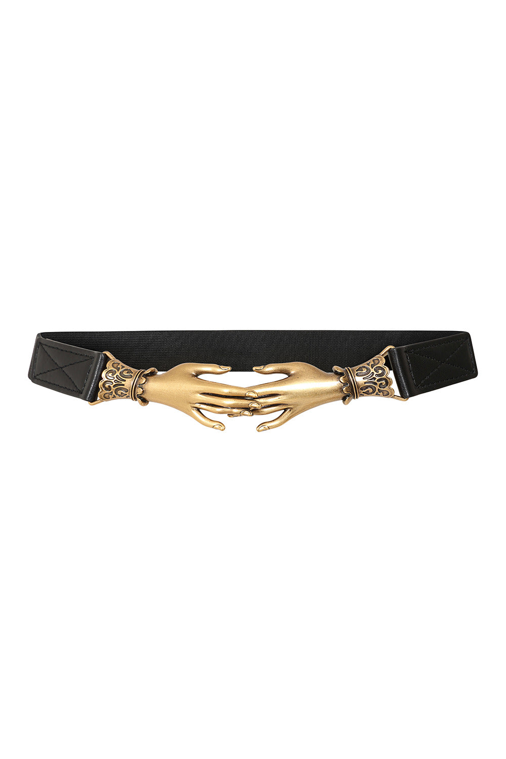 Cintura vintage Gilded Embrace nera con mani dorate