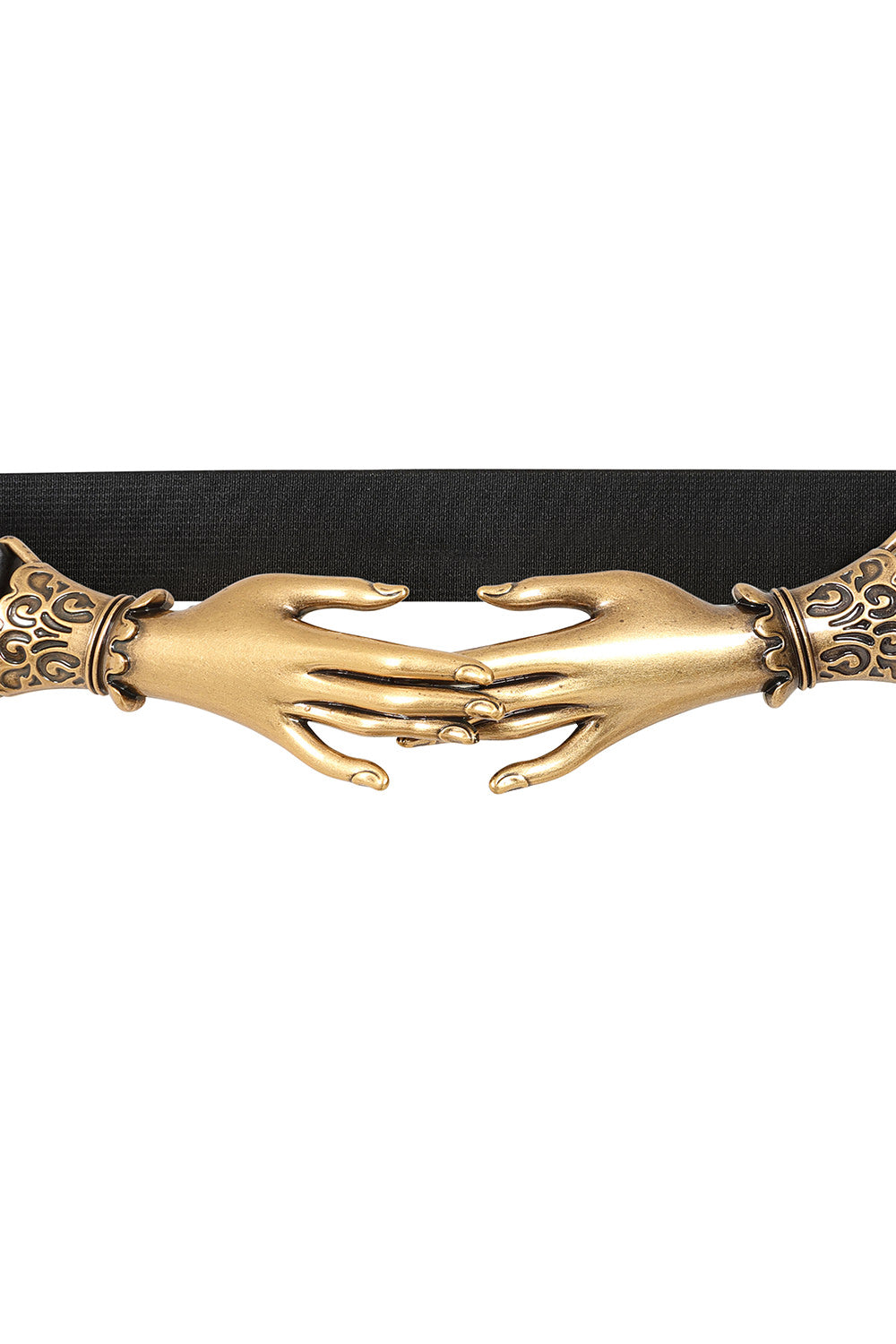 Cintura vintage Gilded Embrace nera con mani dorate