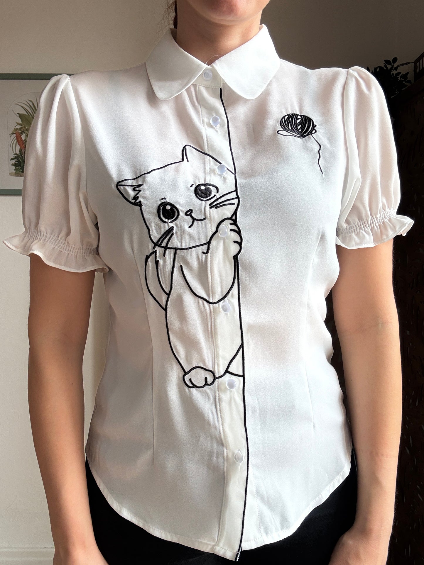Camicetta inglese Sophie Kitty Cat Bianca