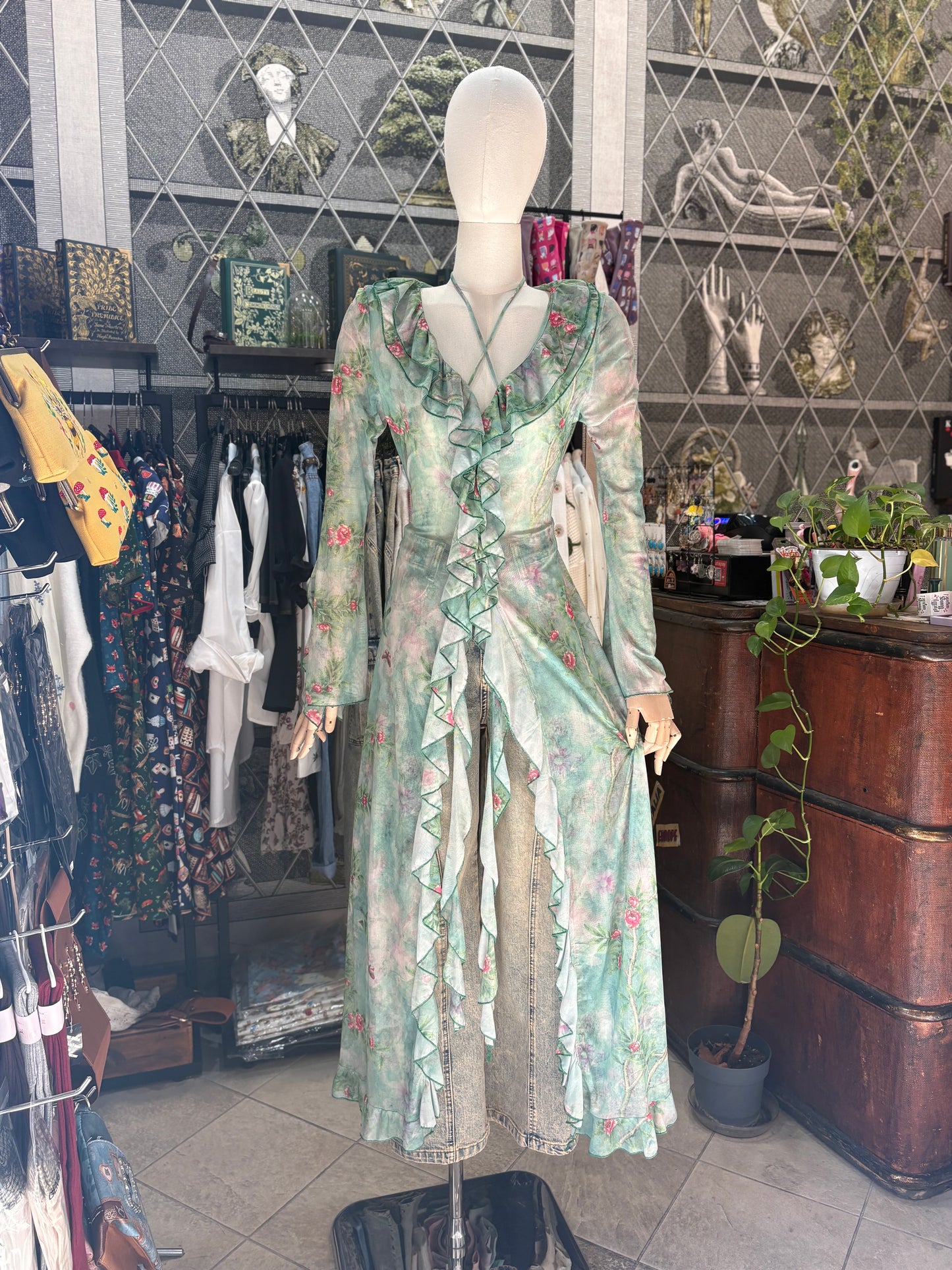 Abito Spolverino Mesh "Secret Garden"