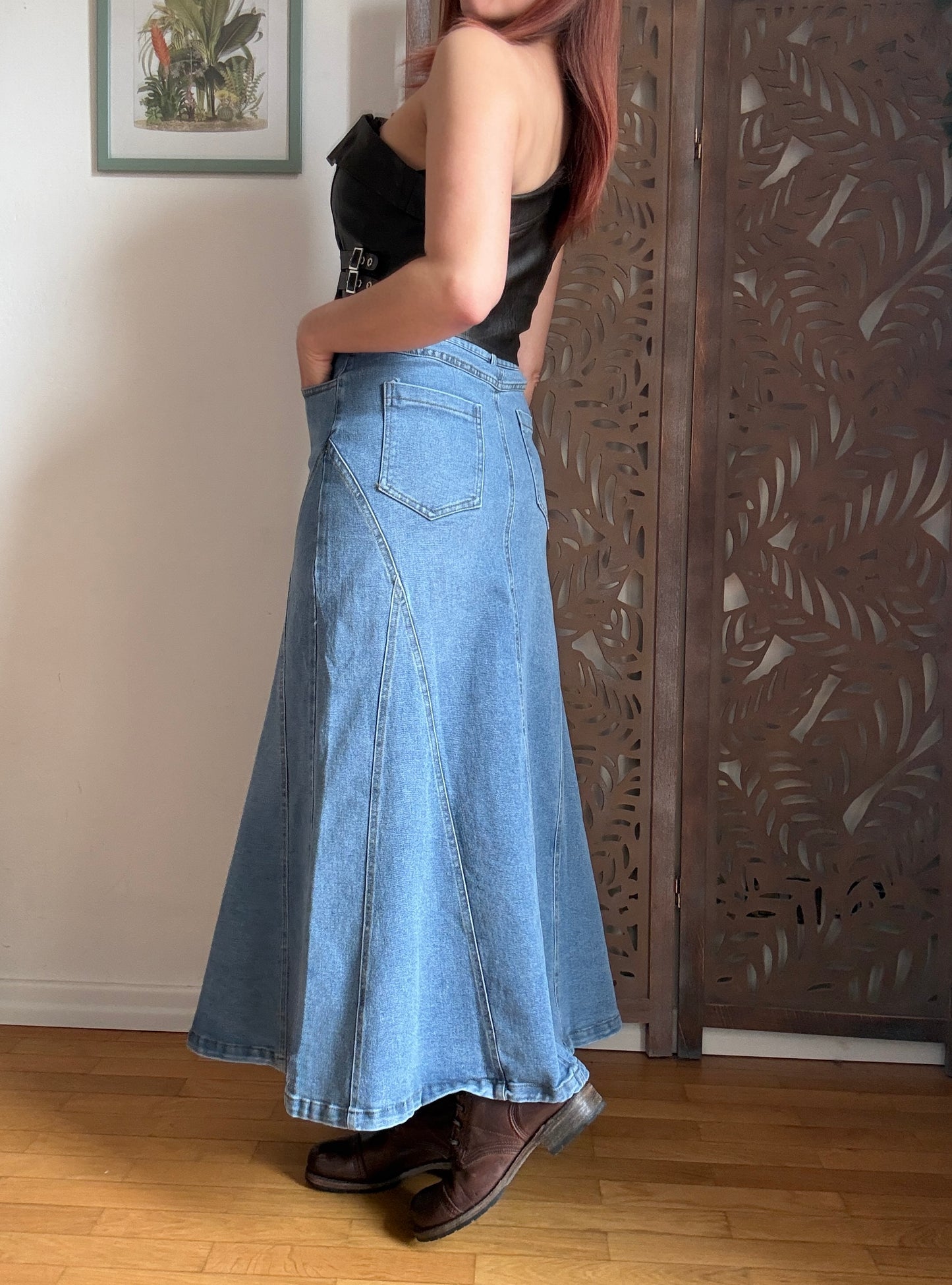 Gonna Lunga in Jeans Modello Sirena – Denim Elasticizzato e Cintura Inclusa