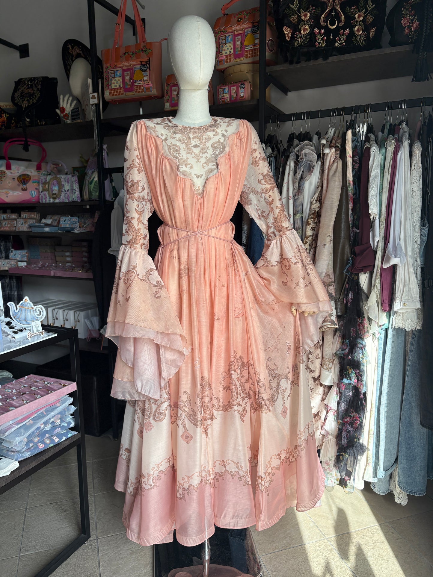 Fable Dress – Vestito Lungo Romantico in 100% Seta in Stile Coquette & Fairycore