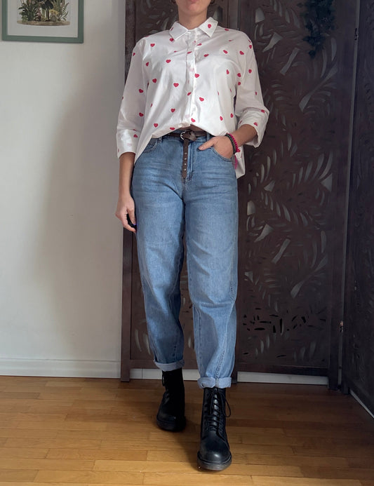 Jeans Slouchy con Cintura-  Denim Lavaggio Chiaro