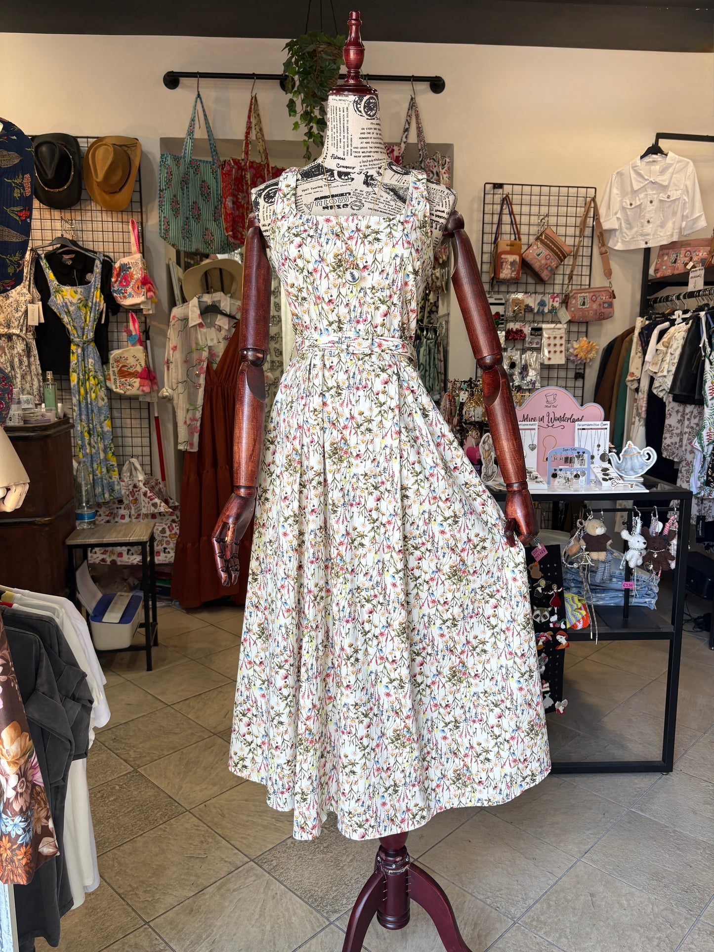 Abito Rétro in Cotone in 2 Fantasie con Cintura e Tasche – Stile Vintage Romantico