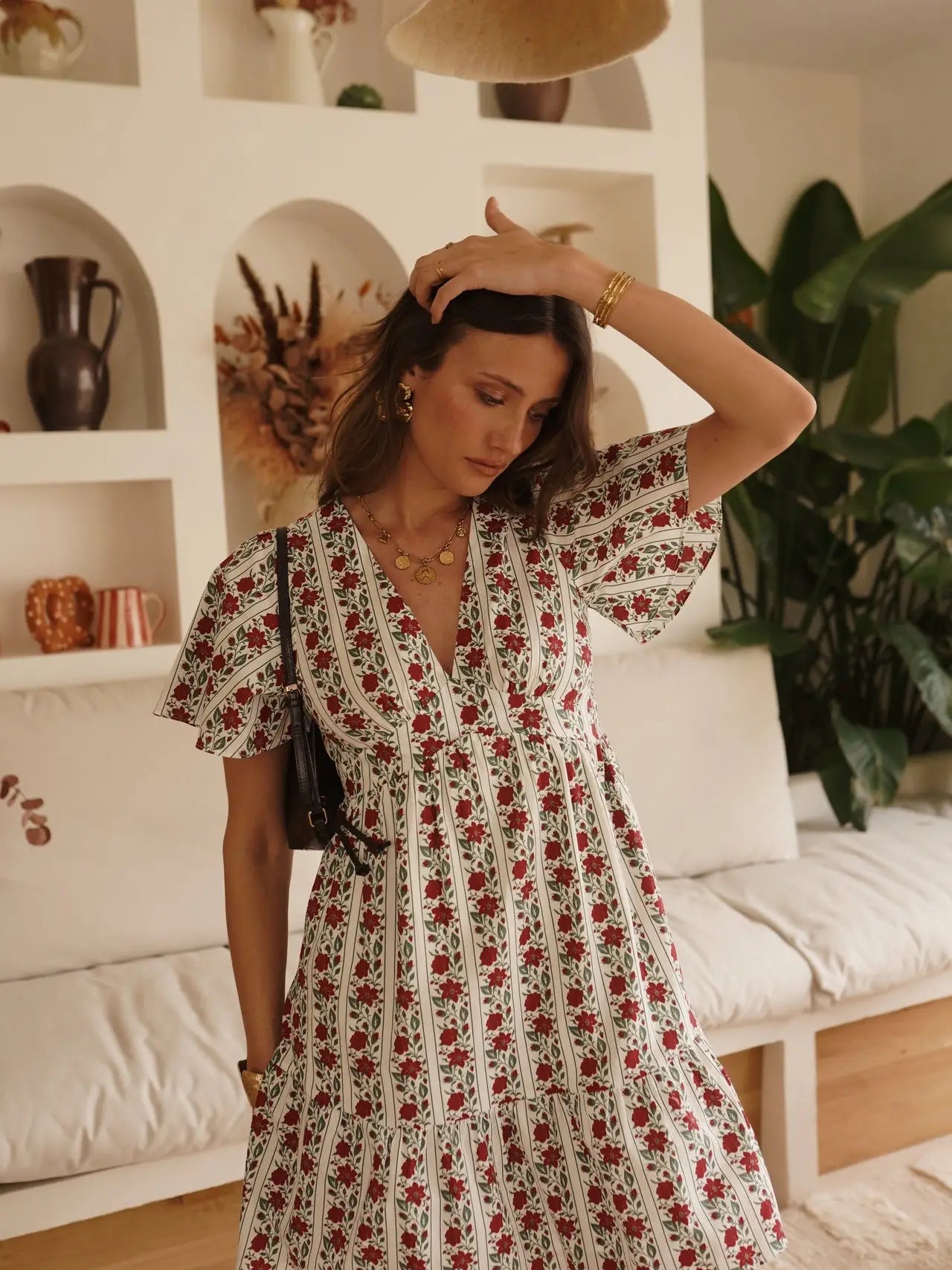 Mini Abito Cruz in Cotone a Righe e Fiori - Charme Provenzale