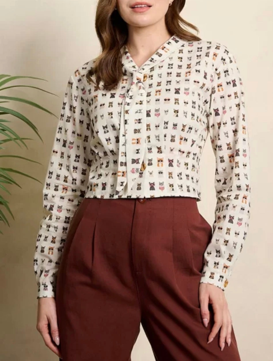 Camicetta Retrò in Cotone Cherry Cool Cat – Banned Apparel