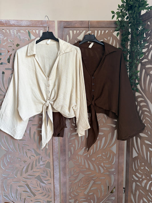 Blusa Crop con Nodo Frontale - In 2 Colori