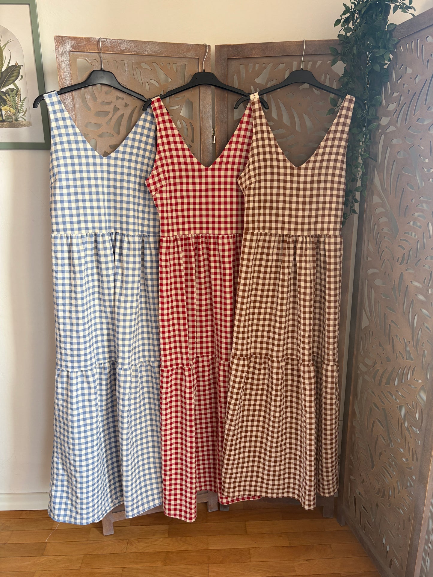 Abito Lungo Country Chic a Quadretti Vichy - Con Schiena Scoperta