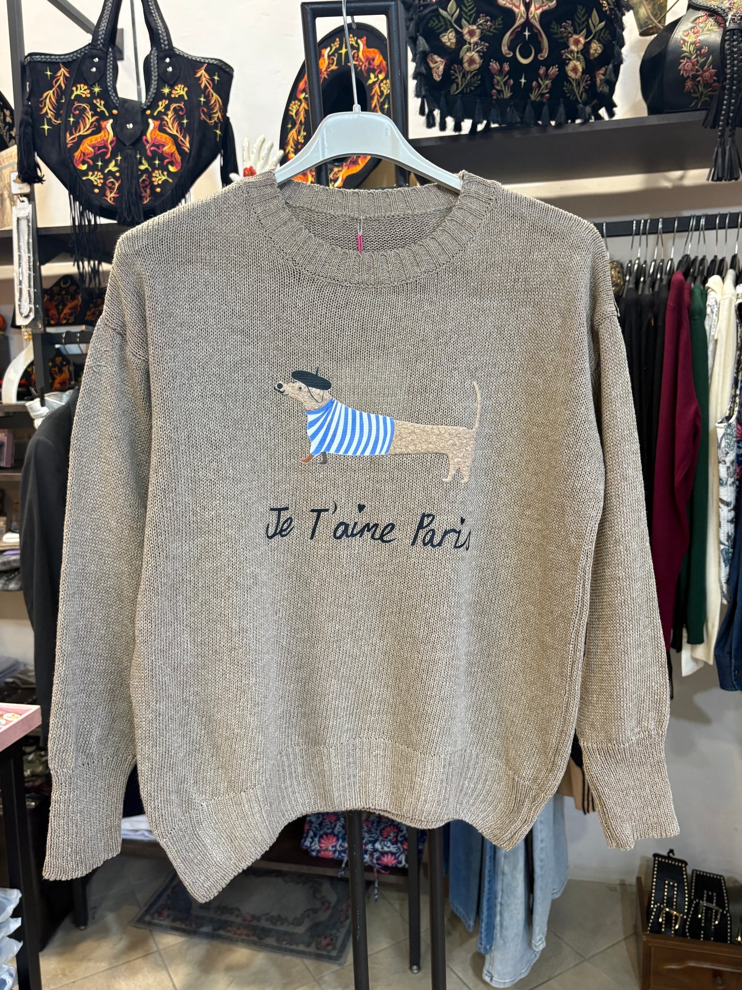 Maglioncino Bassotto "Je t'aime Paris" in cotone - Vari colori