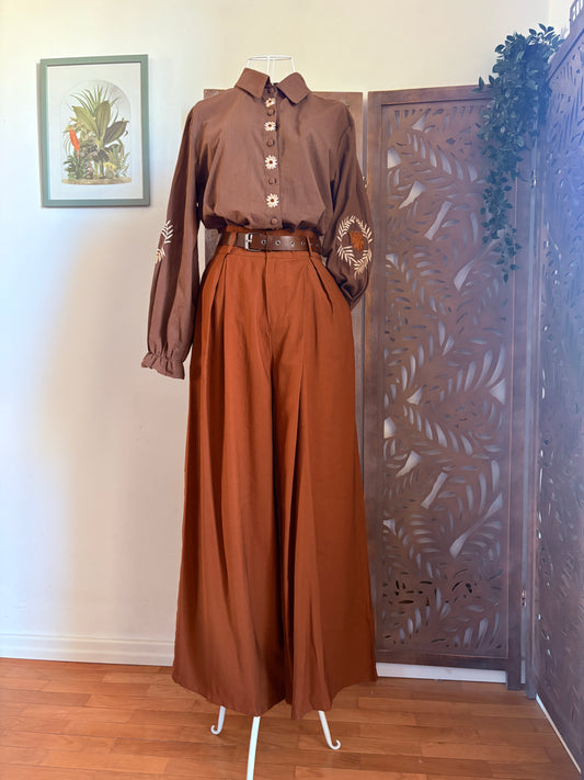 Pantaloni palazzo in viscosa a vita alta con pinces - In 4 colori