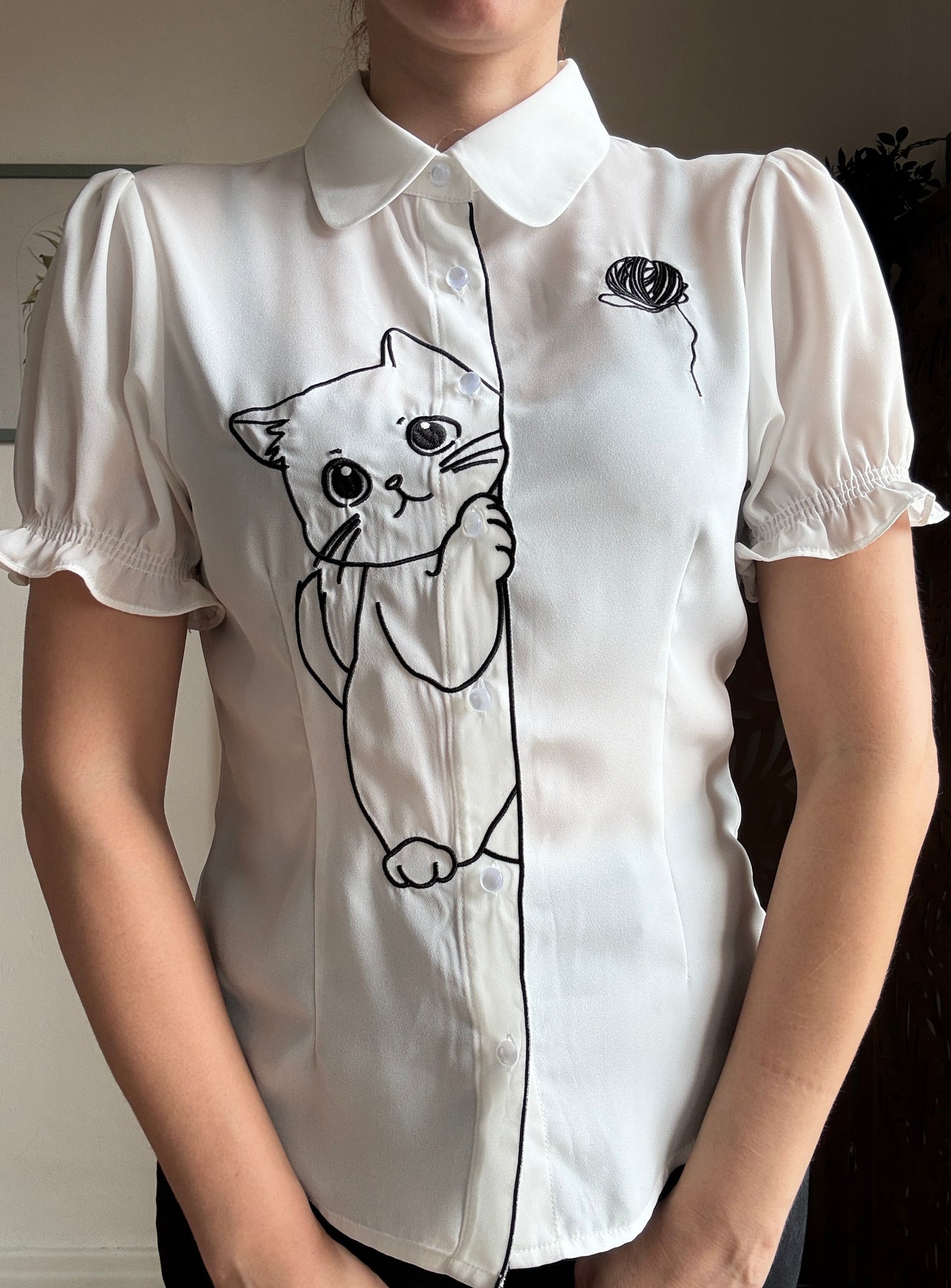 Camicetta inglese Sophie Kitty Cat Bianca