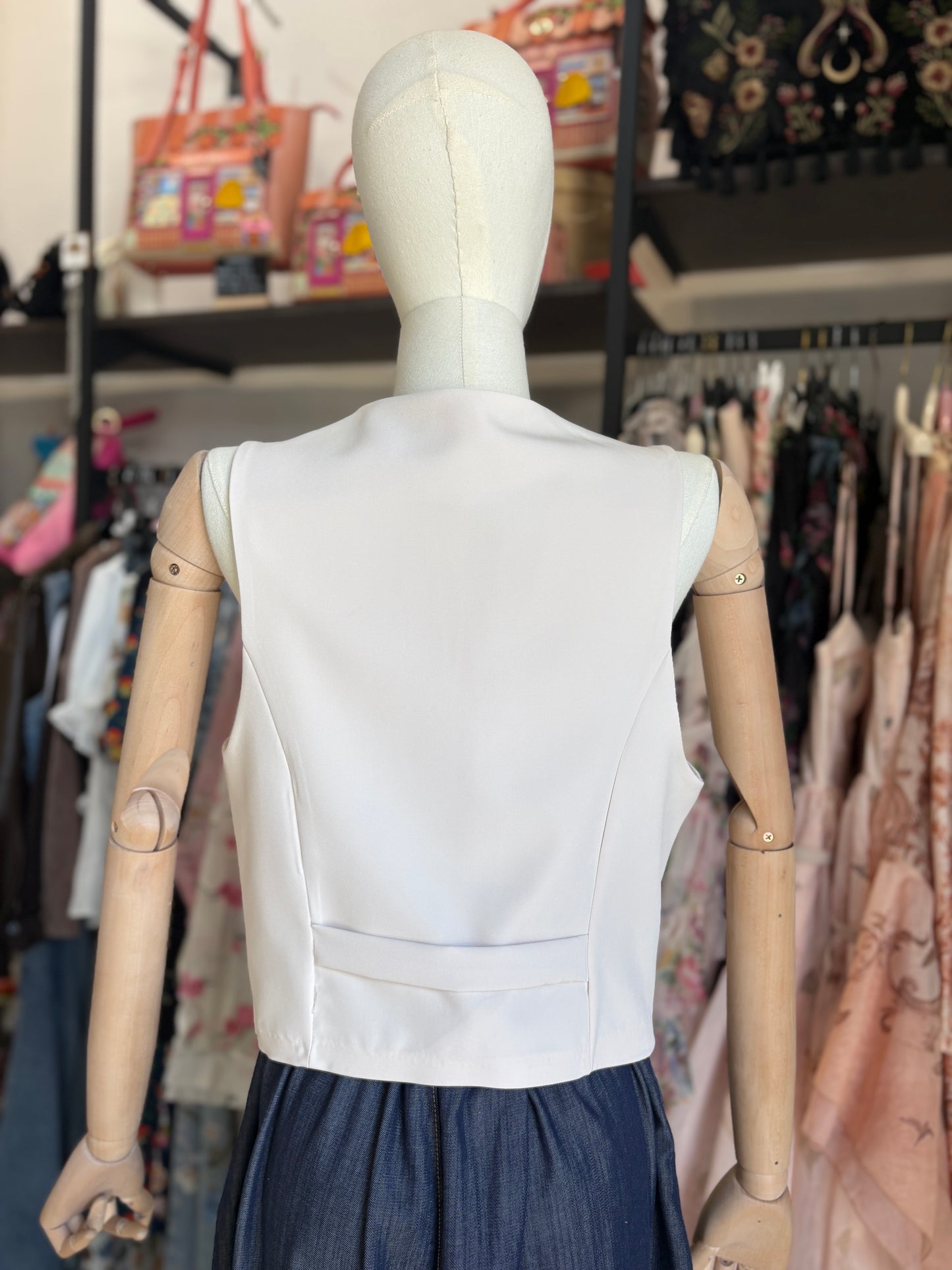 Gilet da Donna Avorio a 4 Bottoni