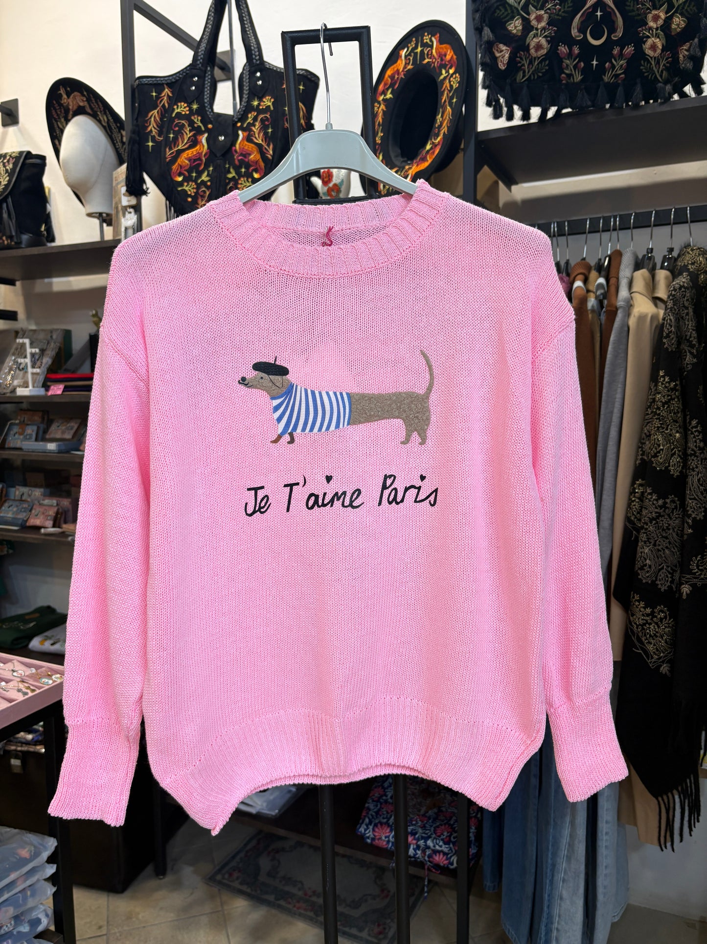 Maglioncino Bassotto "Je t'aime Paris" in cotone - Vari colori