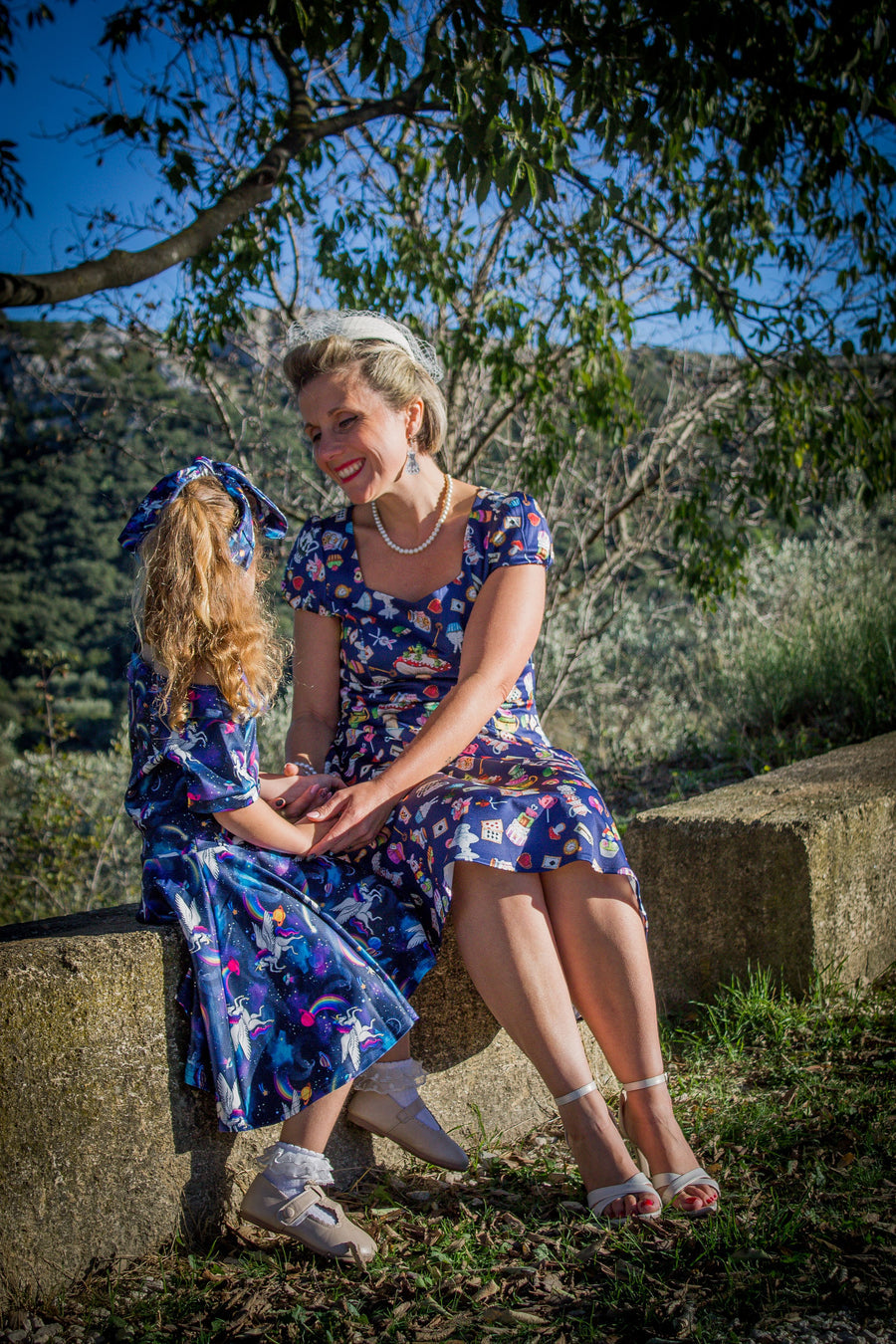 Abito Swing Wonderland in Navy Blue