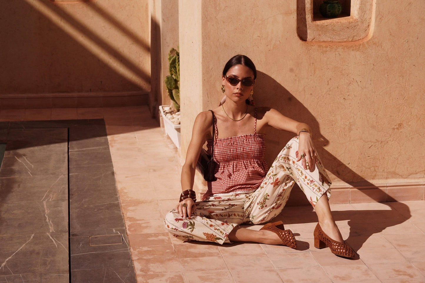 Pantaloni Botanici Sarra– 100% Cotone con Stampa Floreale