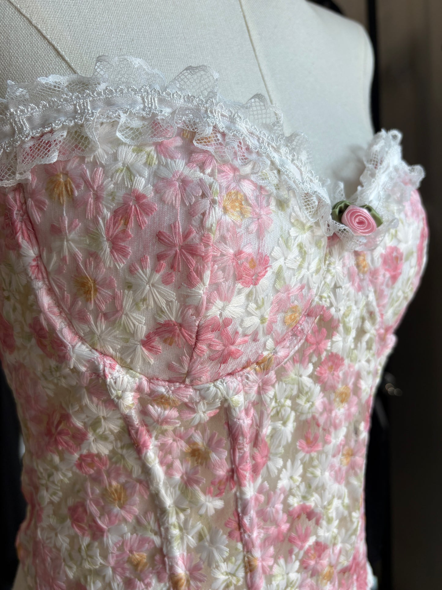 Corsetto Bustier "Prato in Fiore" in Pizzo e Merletto