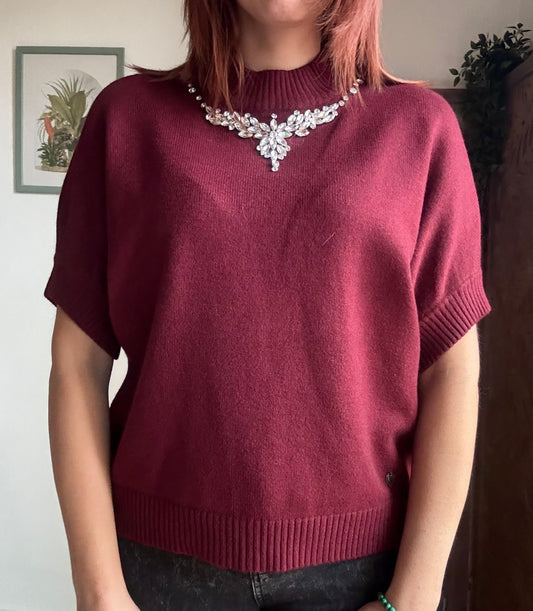 Maglia gioiello sottogiacca a collo alto con maniche corte in 3 colori