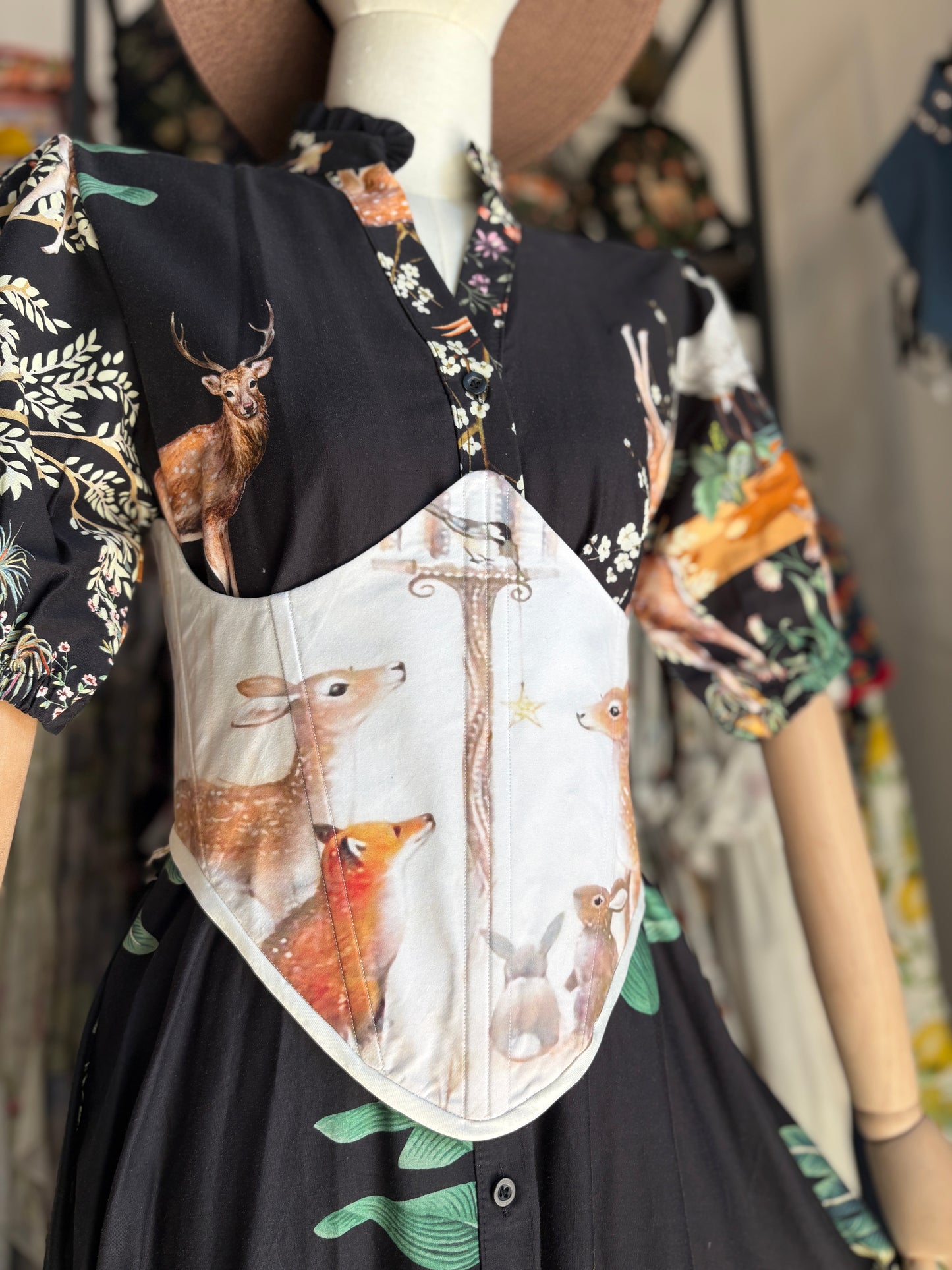 Corsetto Sartoriale Sottoseno  "Forest Friends" – Pezzo Unico