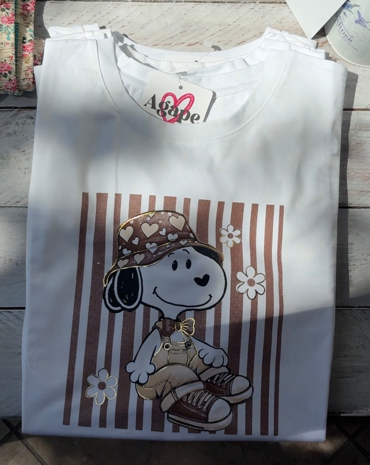 T-Shirts Snoopy in Cotone con Dettagli Oro - Vestibilità Medium