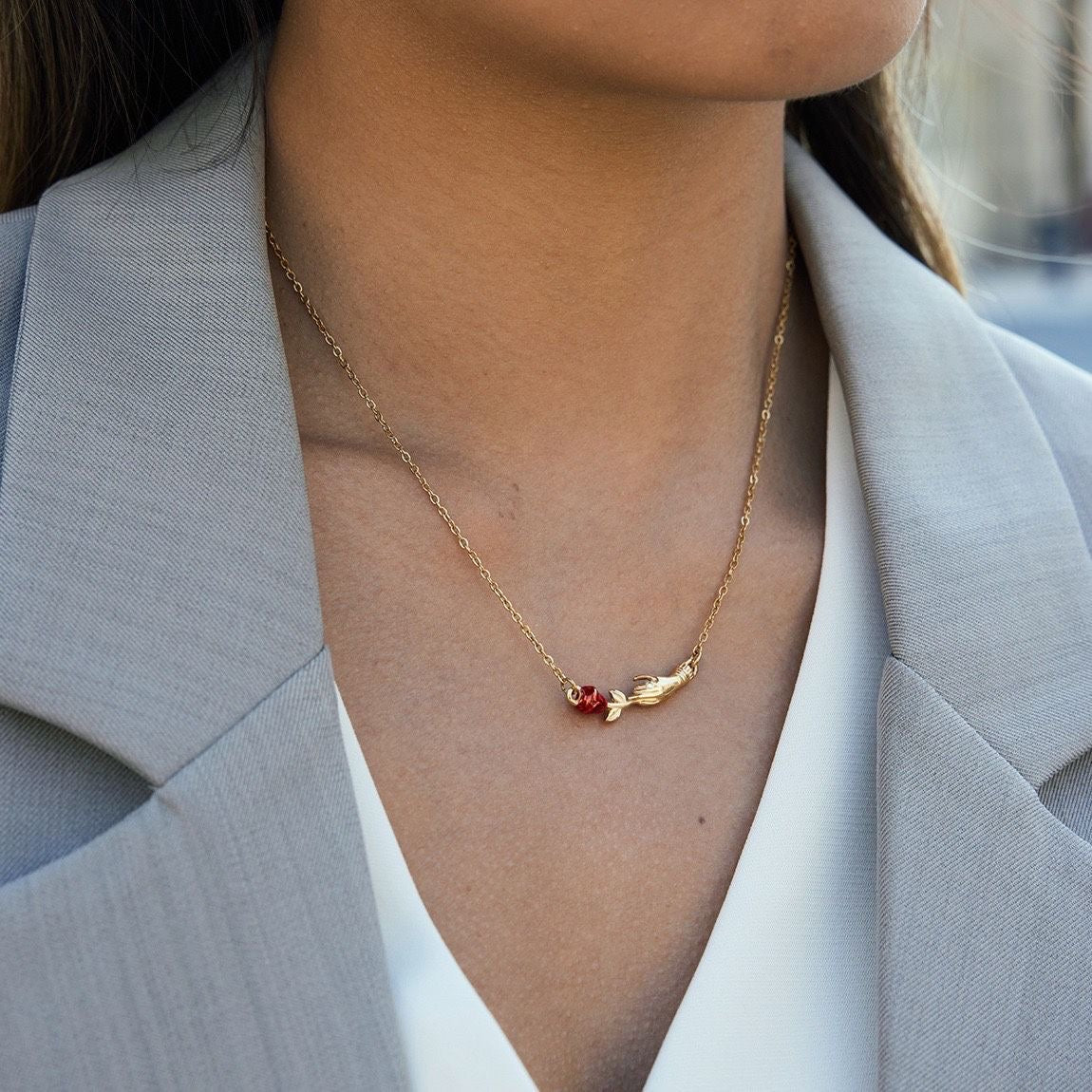 Collana in acciaio inossidabile color oro Rosa Incantata