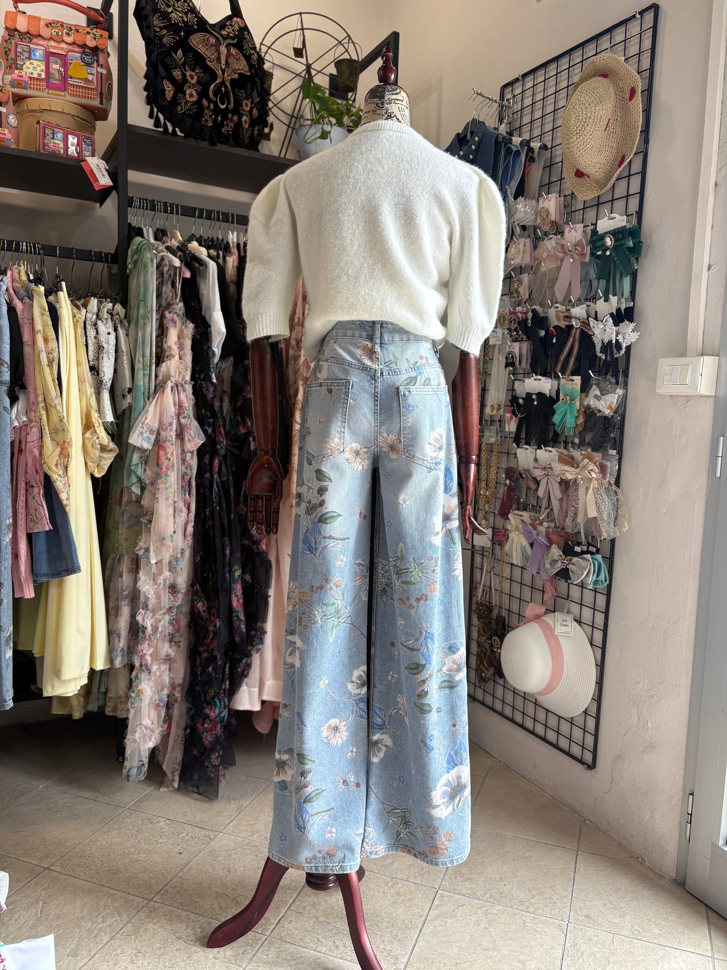 Jeans Wide Leg a Fantasia Floreale – Romantic Denim