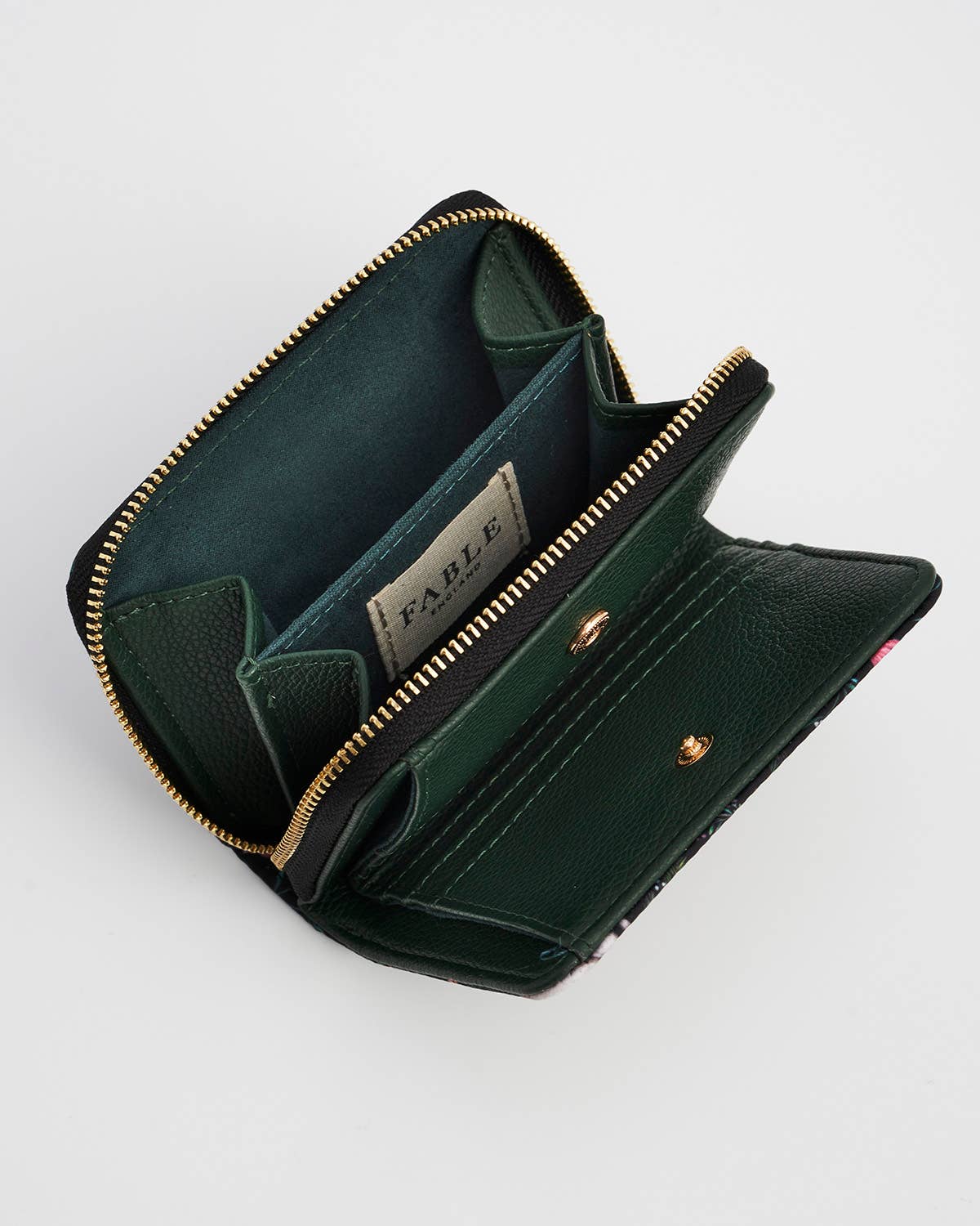 Portamonete Niva Print nero e verde - Fable England
