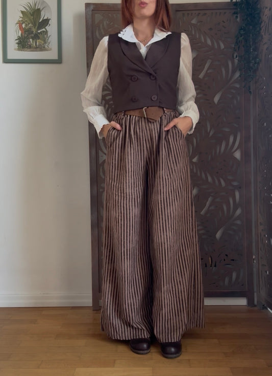 Pirate Pants in cotone in 2 colori + cintura a gamba larga