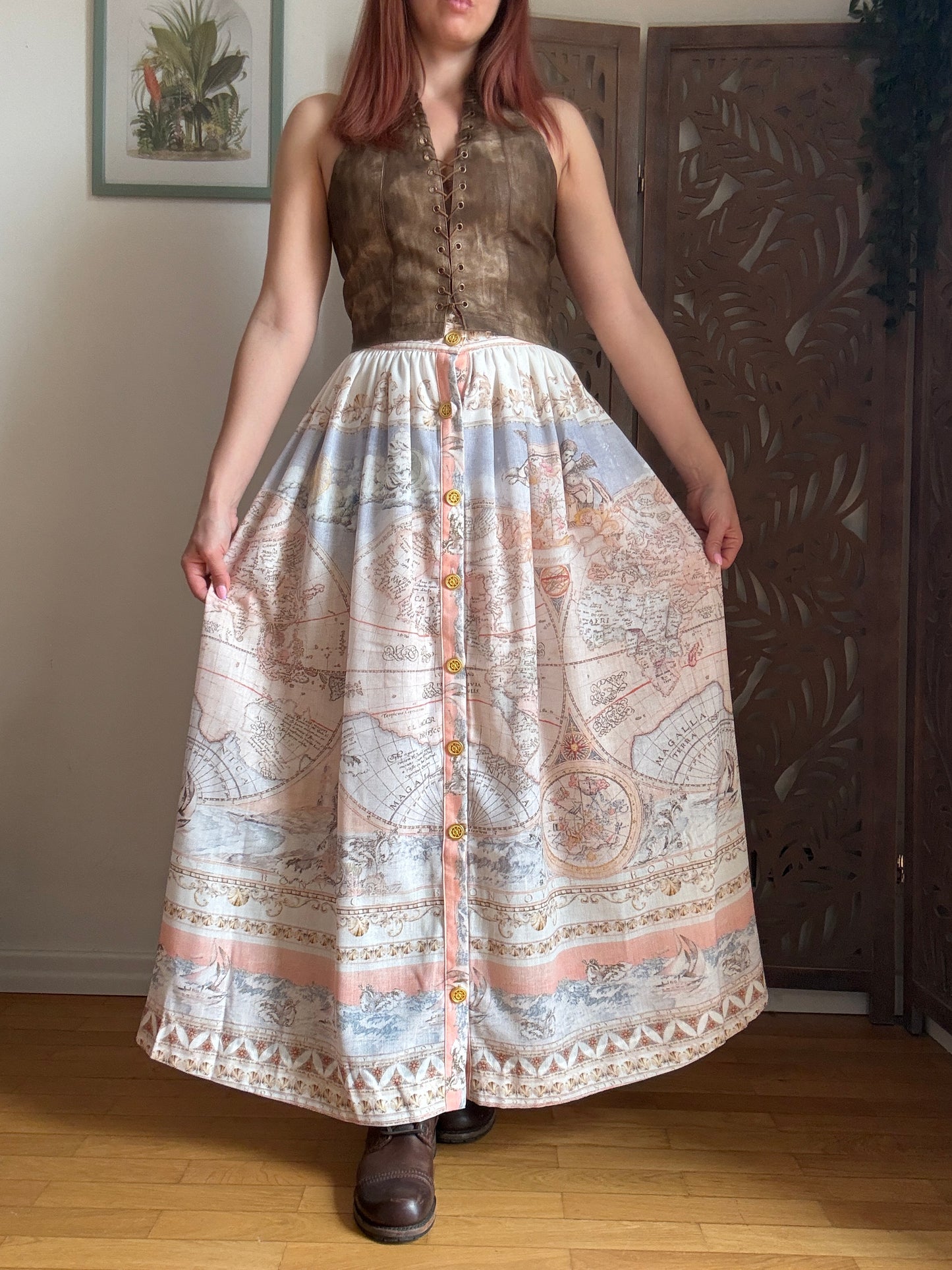 Gonna "Vintage Dreamscape" in Cotone Stampato