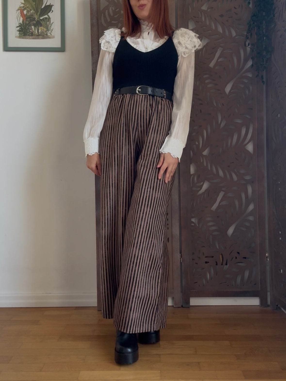 Pirate Pants in cotone in 2 colori + cintura a gamba larga