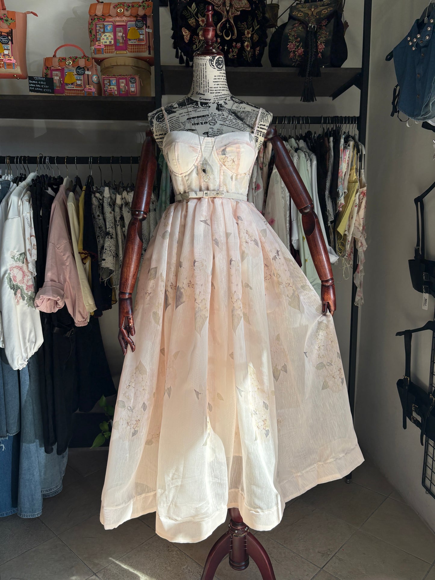Abito Lungo con Bustino Flower Dream