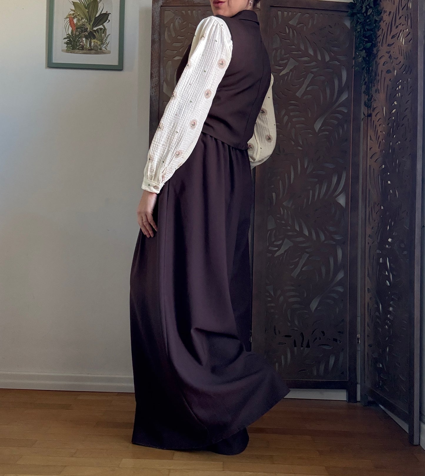 Pantalone palazzo Oxford con cintura - Marrone Cioccolato