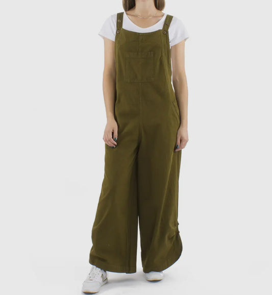Salopette indiana con pantalone a gamba ampia cachi