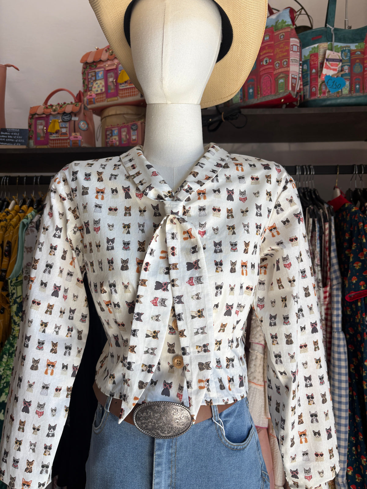Camicetta Retrò in Cotone Cherry Cool Cat – Banned Apparel