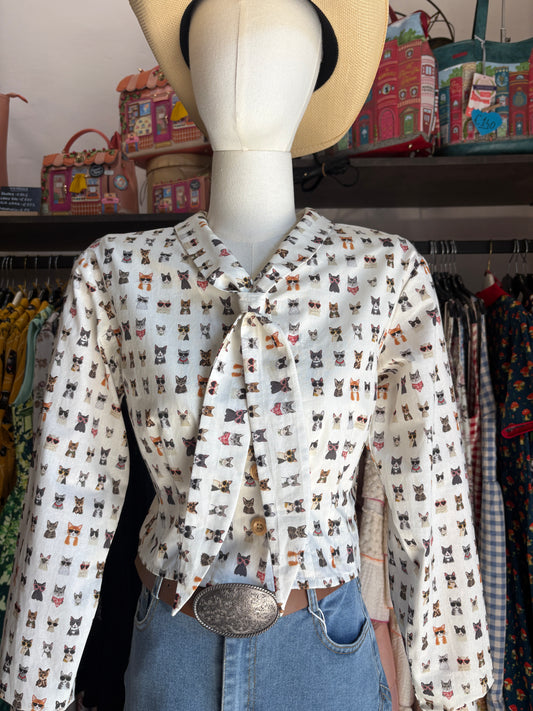 Camicetta Retrò in Cotone Cherry Cool Cat – Banned Apparel