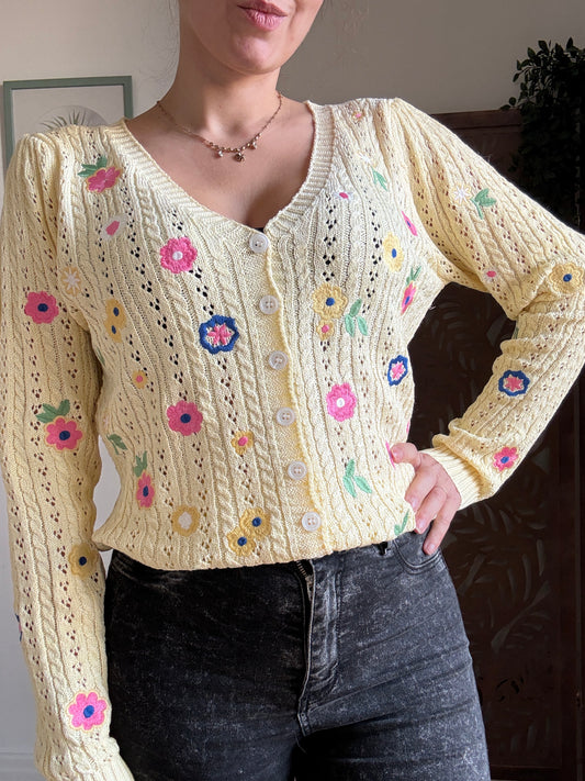 Cardigan "Fleur Crochet" in 3 colori