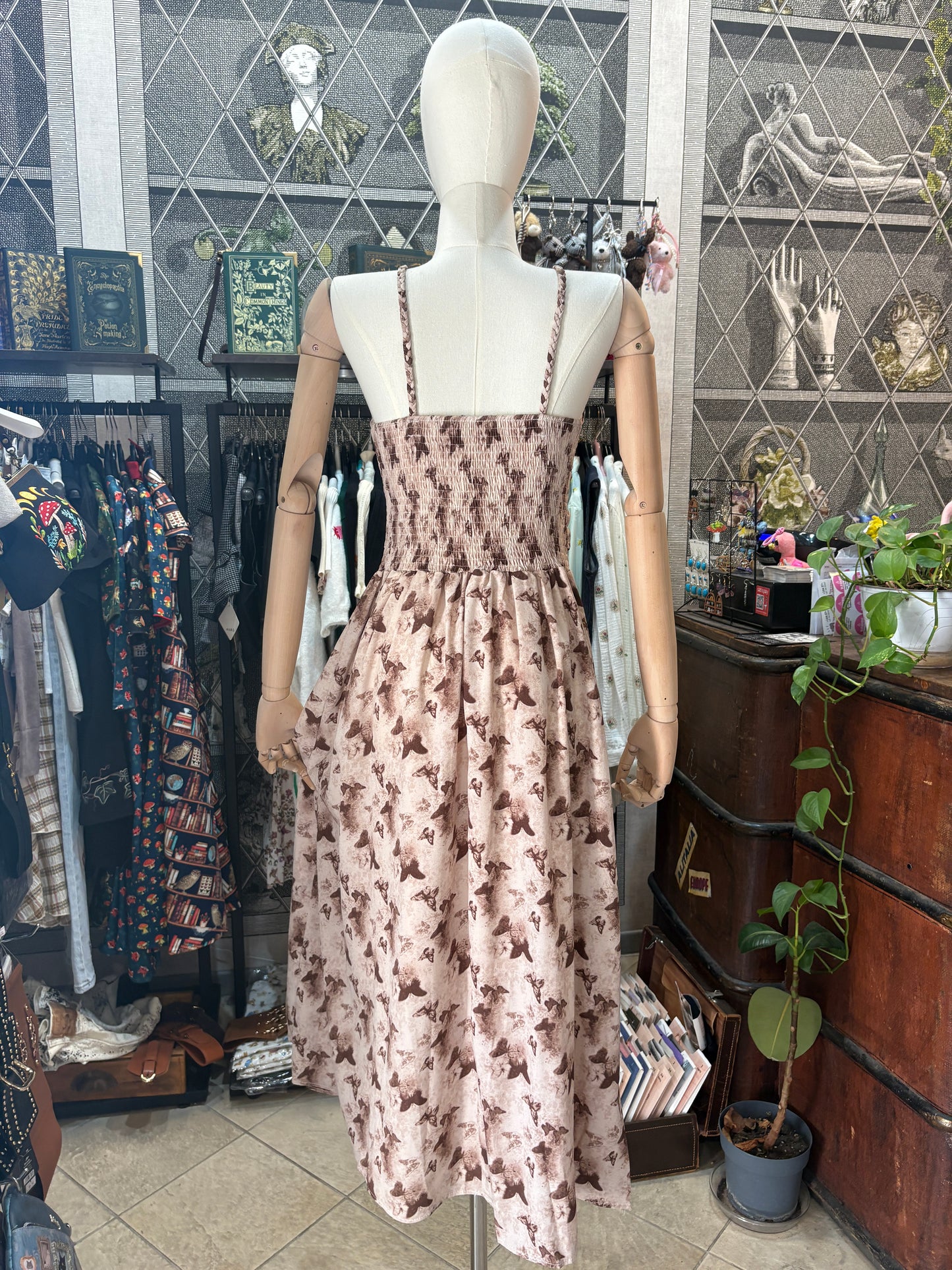 Abito Midi "Butterfly Dream" – Stampa Farfalle e Corpetto Elasticizzato