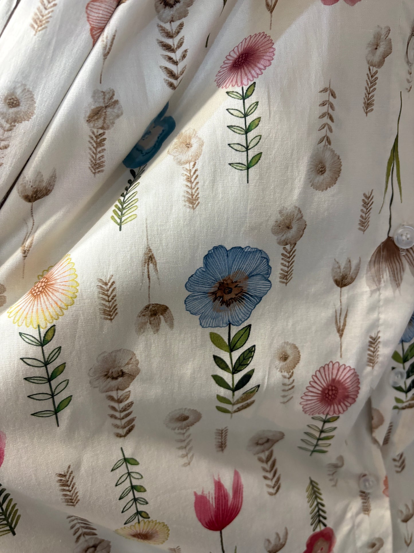 Abito Chemisier Lungo in Cotone con Cintura - in 7 Fantasie