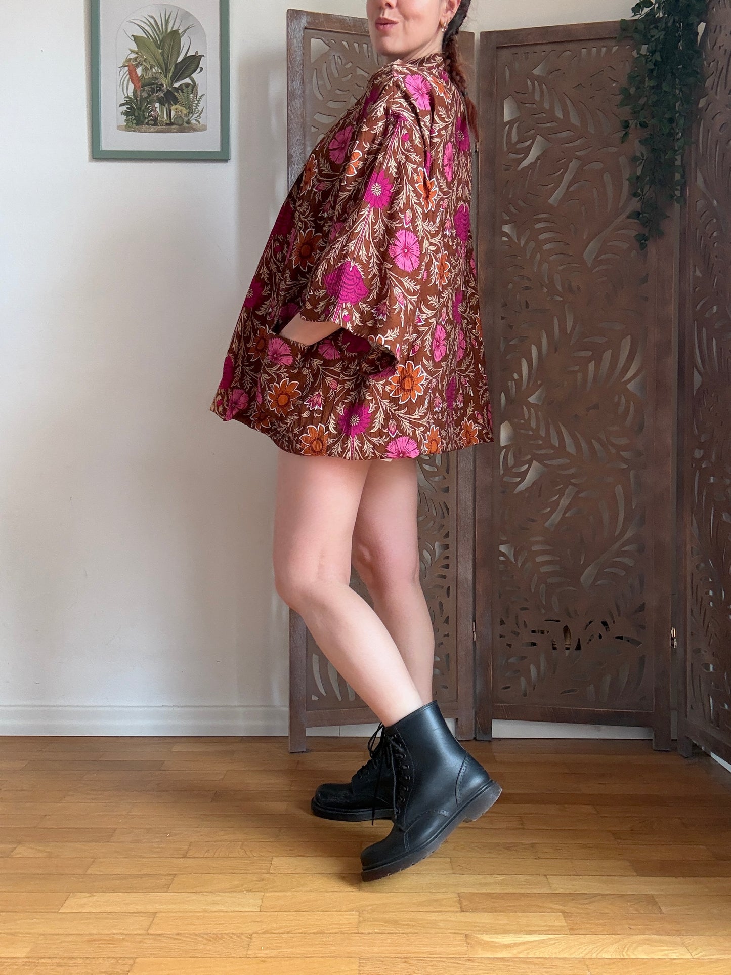 Kimono Donna Boho Chic Foderato in Cotone con Interno a Righe e Tasche - In Vari Colori e Fantasie