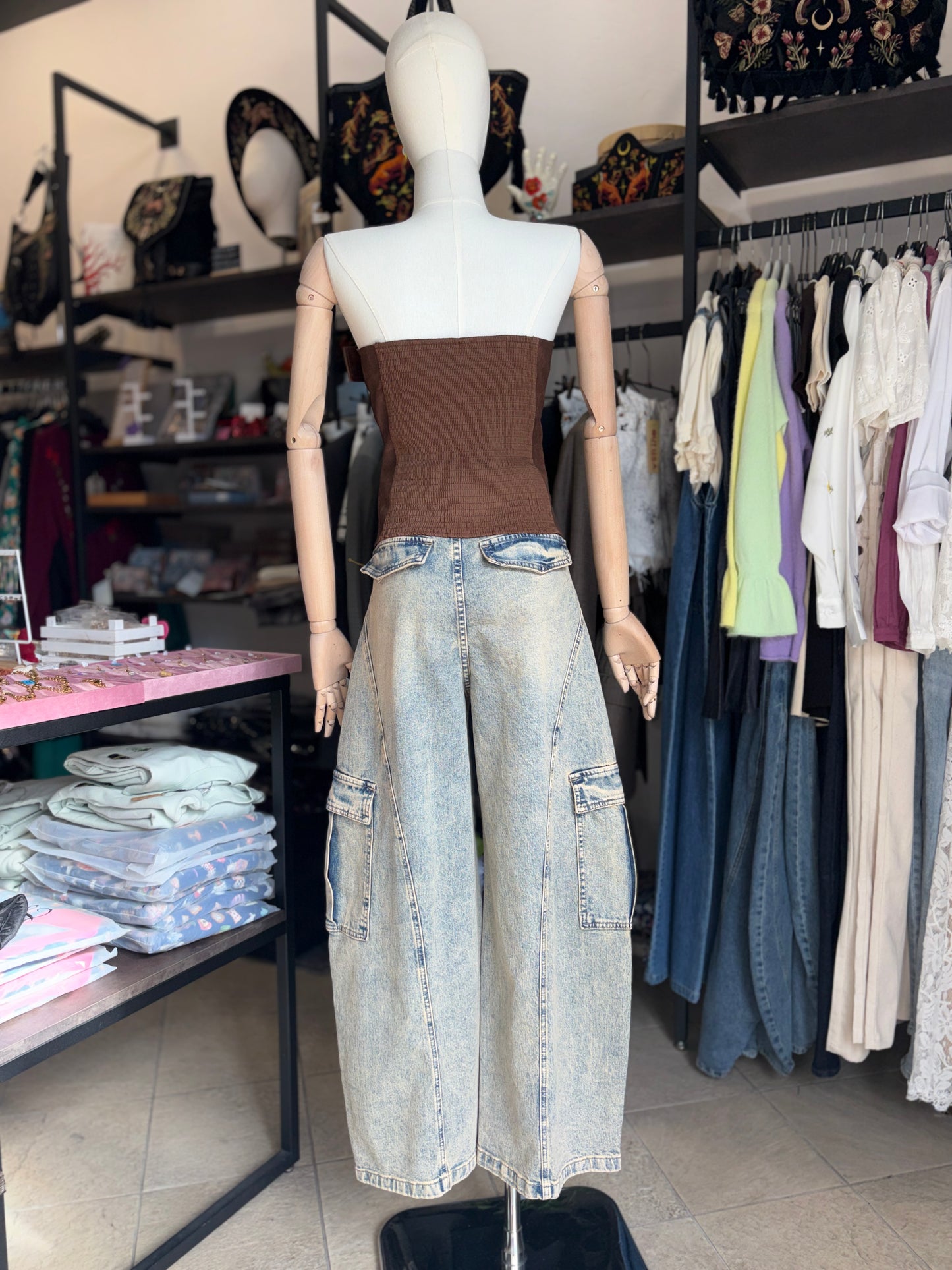 Bustino in Ecopelle "Urban Rebel" – Effetto Vintage con Fibbia e Stringhe