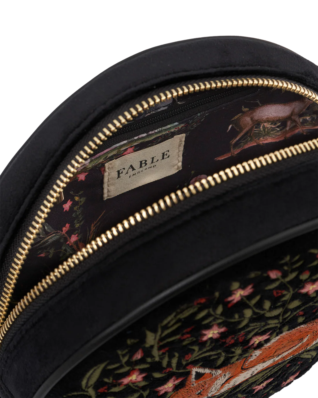 Borsa rotonda Ricamata Fable England Sleepy Fox