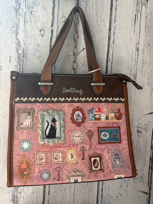 Shopper con tracolla Vintage Cats in 4 colori