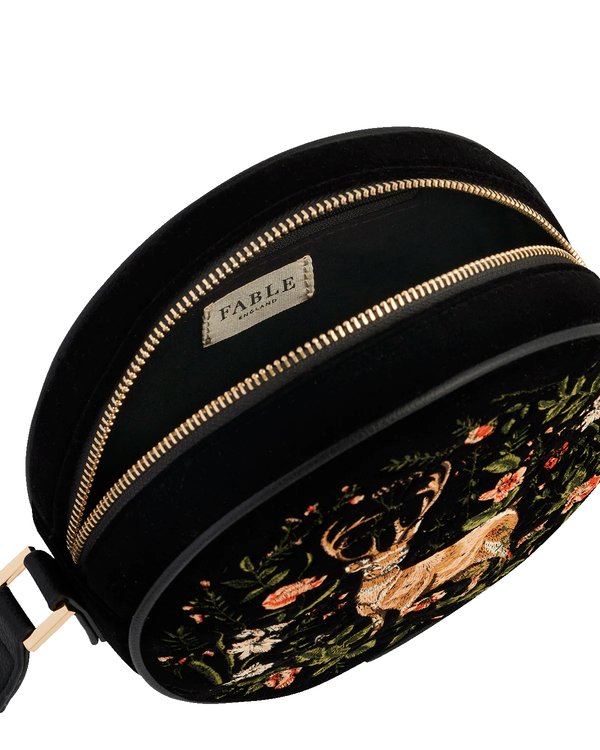 Borsa Rotonda Nera Ricamata Fable England Aurora