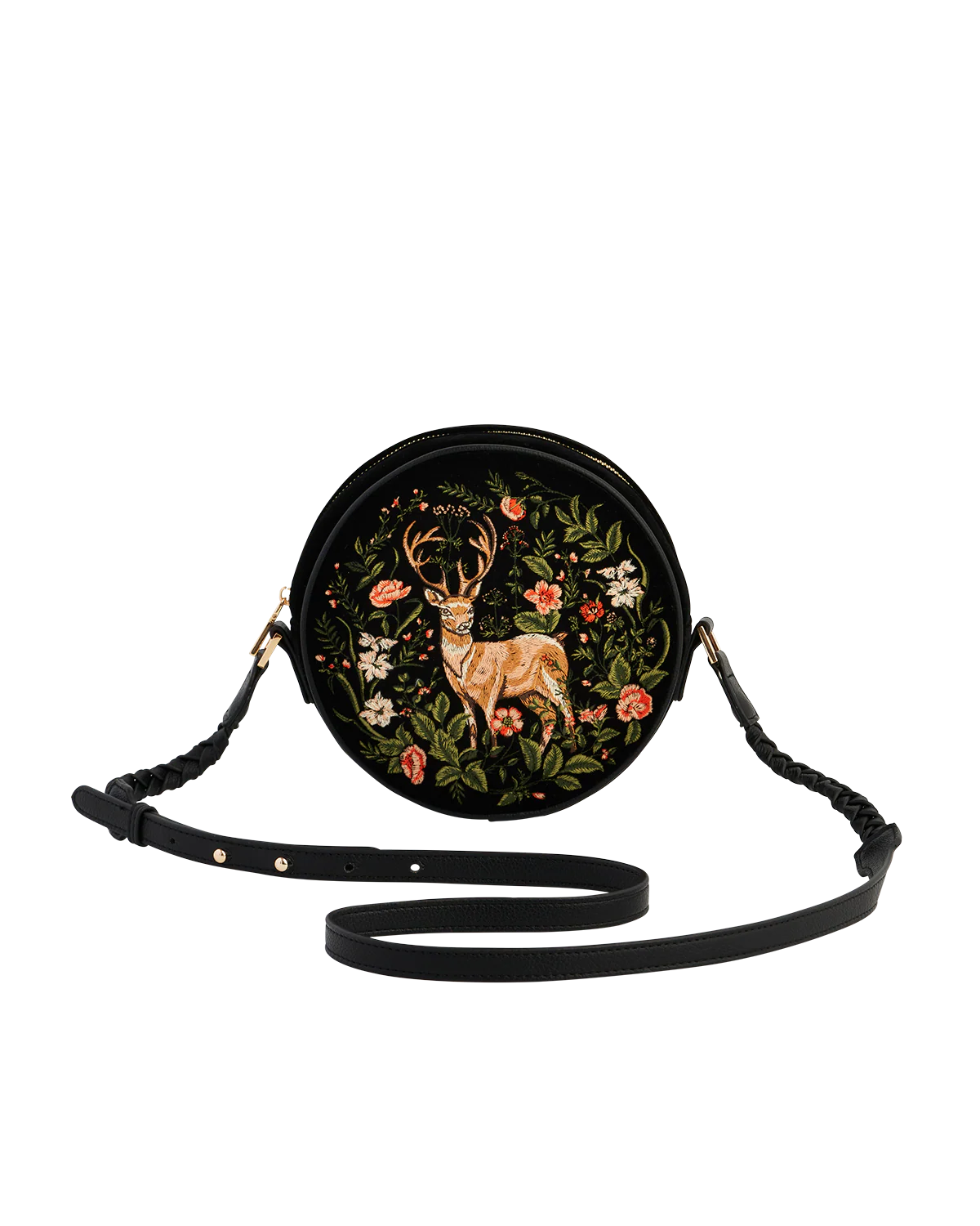 Borsa Rotonda Nera Ricamata Fable England Aurora