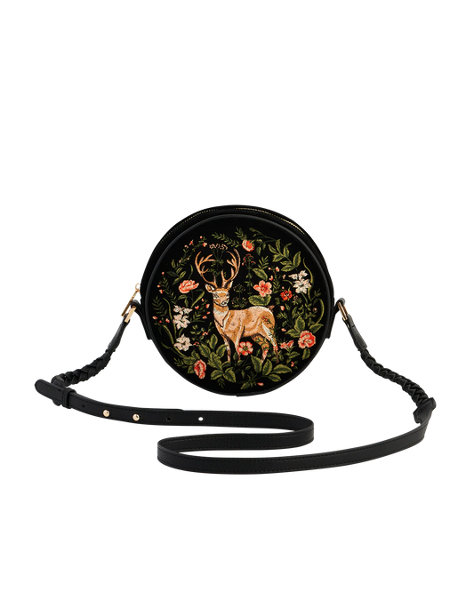 Borsa Rotonda Nera Ricamata Fable England Aurora