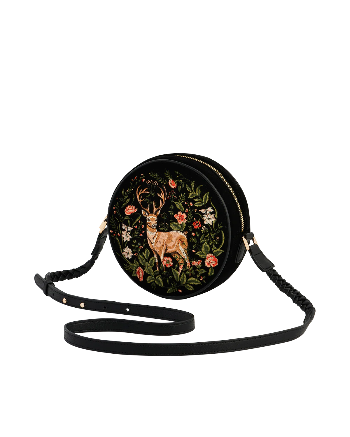 Borsa Rotonda Nera Ricamata Fable England Aurora