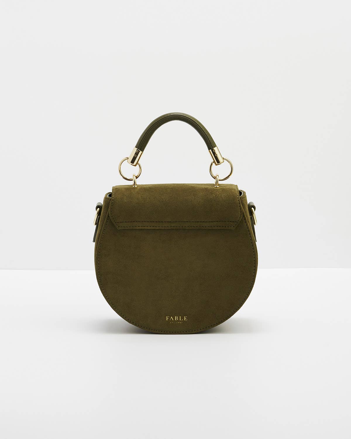 Borsa a sella Charlotte Meadow ricamata in suedette kaki - Fable England