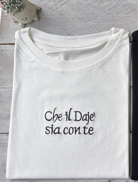 T-Shirt 100% Cotone – Ricamate & Stampate (Taglia Unica)