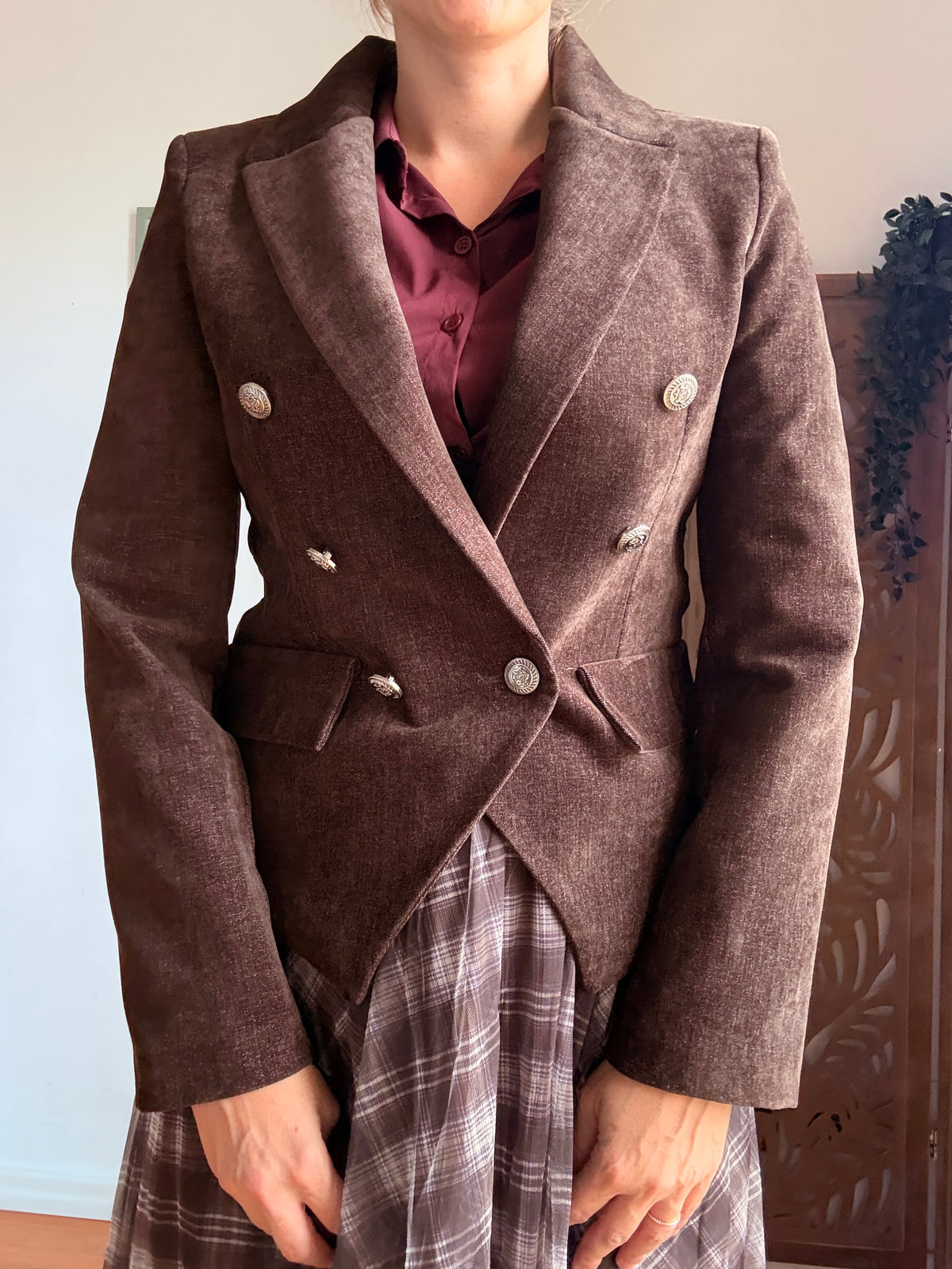 Blazer Biblioteca d’Autunno in velluto color moka